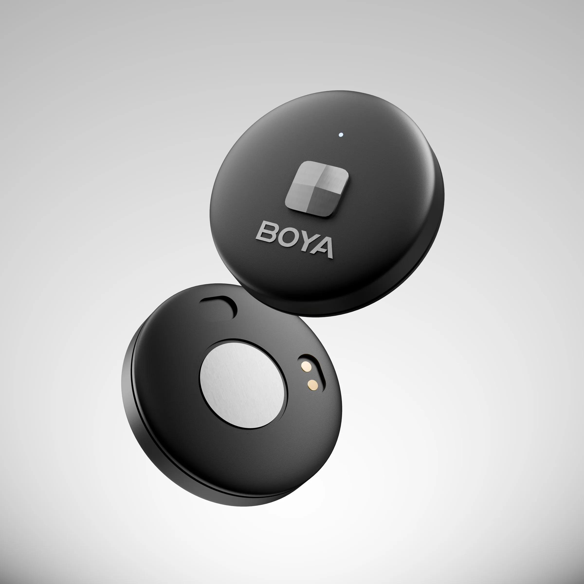 Black BOYA microphones shown as separate components