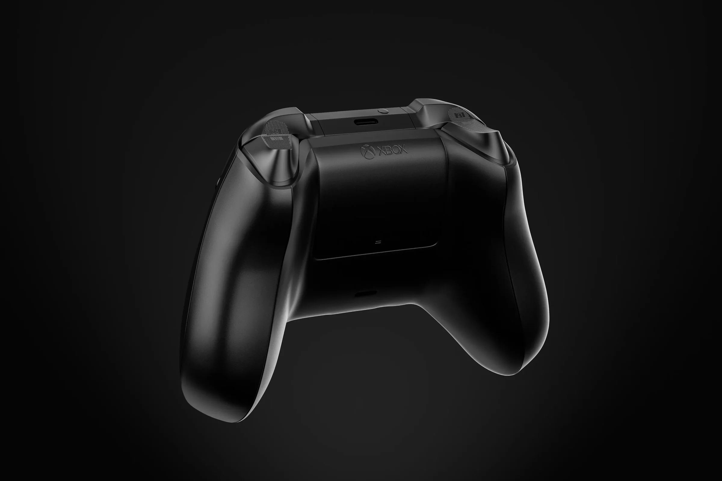 Rear three-quarter view of an Xbox controller